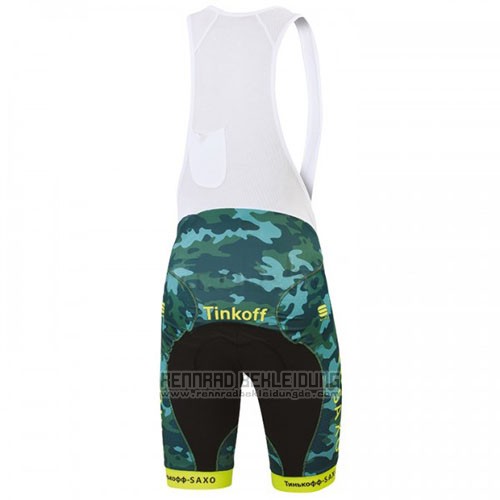 2016 Fahrradbekleidung Tinkoff Saxo Bank Gelb und Grun Trikot Kurzarm und Tragerhose